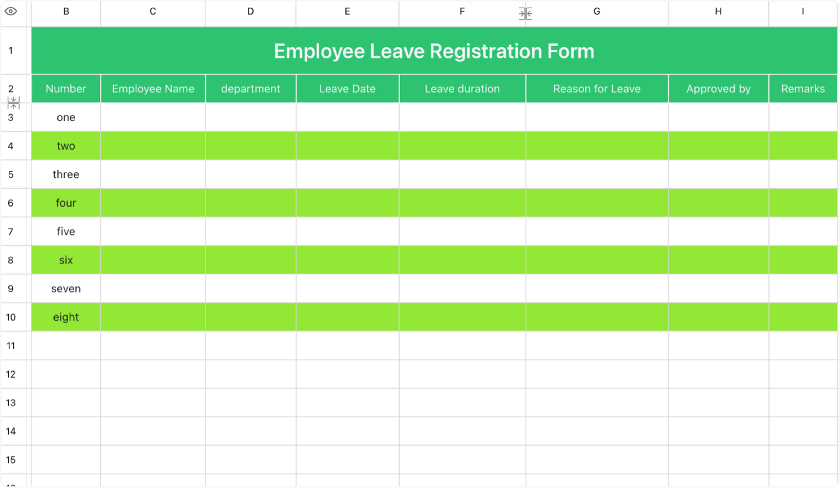 Employee leave registration form 1
